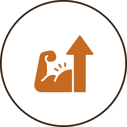 Muscle icon with upward arrow symbol.